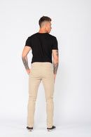 Calça Slim em Sarja Elastano Bege Claro