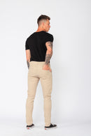 Calça Slim em Sarja Elastano Bege Claro