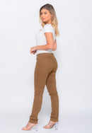 Calça Skinny em Sarja Elastano Caqui