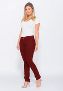 Calça Skinny em Sarja Elastano Marsala
