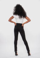 Calça Feminina em Sarja Lycra com Tecido Sem Memória Preta Sarja