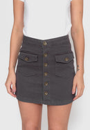 Saia de Sarja Elastano Chumbo