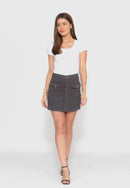Saia de Sarja Elastano Chumbo