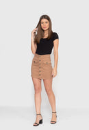 Saia em Sarja Elastano Caqui