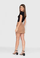 Saia em Sarja Elastano Caqui