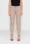 Calça Jogger em Sarja Lycra Bege