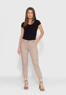 Calça Jogger em Sarja Lycra Bege