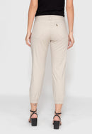 Calça Jogger em Sarja Lycra Bege Claro