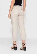 Calça Jogger em Sarja Lycra Bege Claro