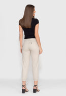 Calça Jogger em Sarja Lycra Bege Claro