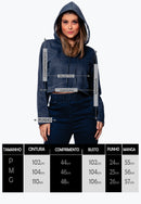 Jaqueta Cropped de Sarja em Algodão Azul