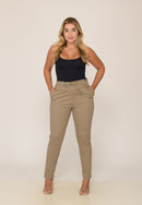 Calça Elástico no Cós Bege Escuro