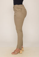 Calça Elástico no Cós Bege Escuro