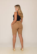Bermuda em Sarja Lycra Caqui