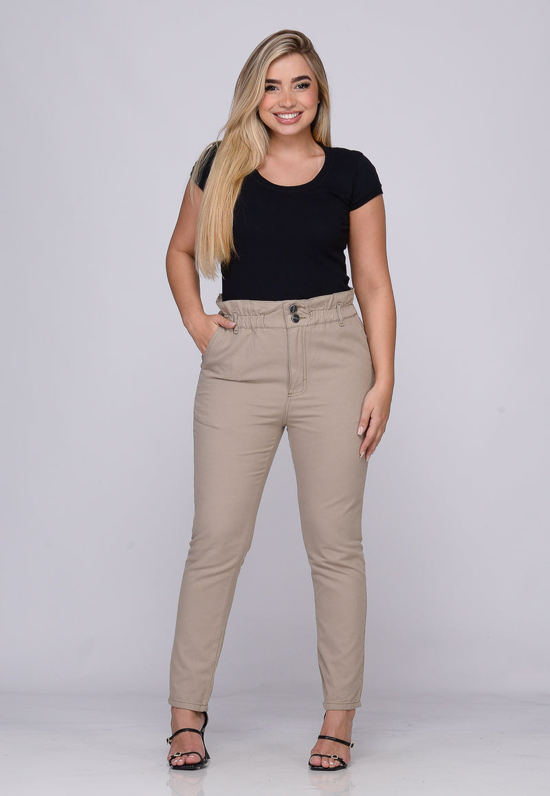 Calça Clochard em Sarja Bege