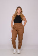 Calça Sarja Lycra com Elástico no Cóss Caramelo