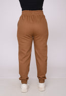 Calça Sarja Lycra com Elástico no Cóss Caramelo