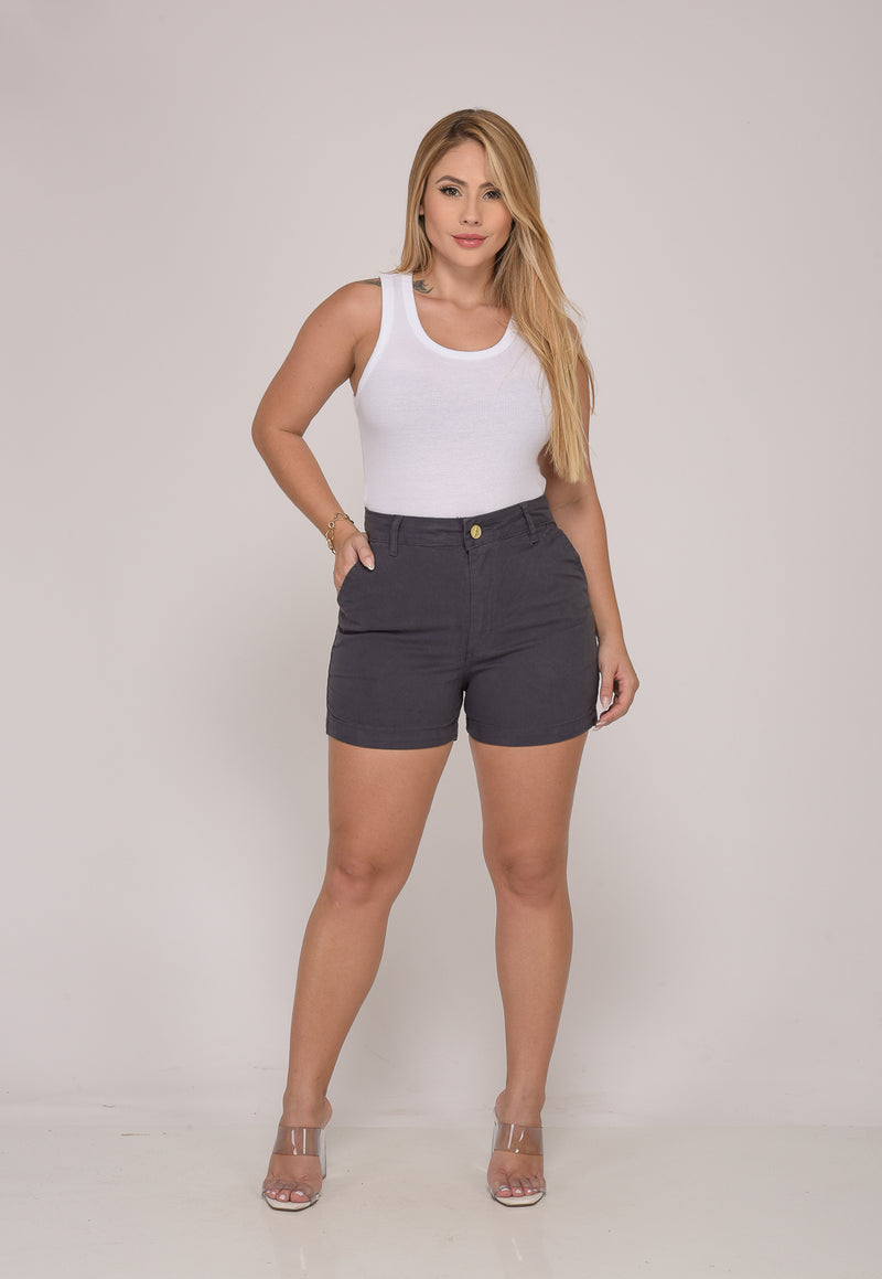 Shorts Cintura Média Cinza Escuro
