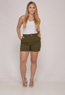 Shorts Cintura Média com Bolsos Laterais Verde Musgo