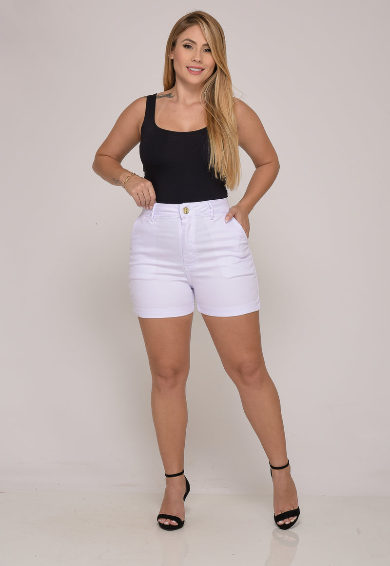 Shorts Cintura Média Branco