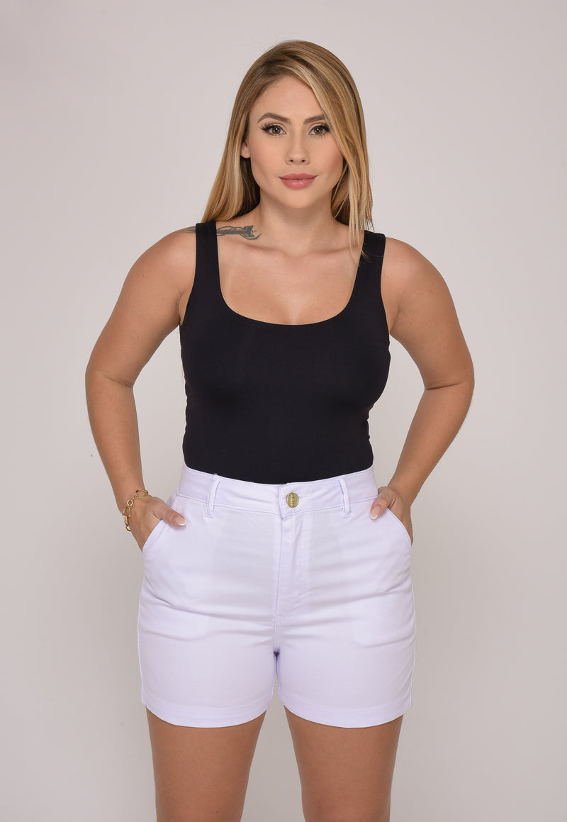 Shorts Cintura Média Branco