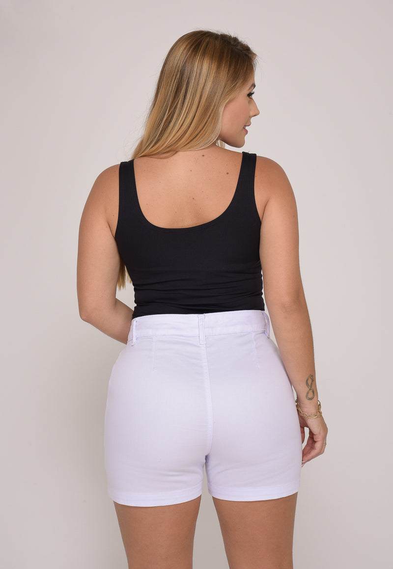 Shorts Cintura Média Branco