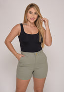 Shorts Cintura Média Cinza Claro