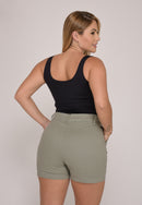 Shorts Cintura Média Cinza Claro