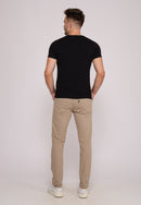 Calça Slim em Sarja Elastano Bege Escuro