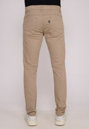 Calça Slim em Sarja Elastano Bege Escuro