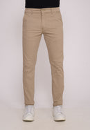 Calça Slim em Sarja Elastano Bege Escuro