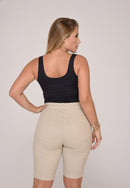 Bermuda Sarja Lycra Bege Claro