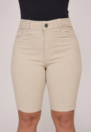 Bermuda Sarja Lycra Bege Claro