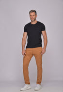 Calça Slim em Sarja Elastano Caramelo