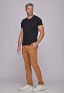 Calça Slim em Sarja Elastano Caramelo