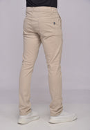 Calça Slim em Sarja Elastano Bege Claro