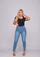 Calça Jeans em Lycra azul claro