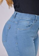Calça Jeans em Lycra azul claro