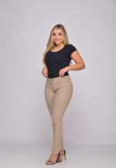Calça Skinny em Sarja Elastano Bege
