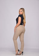 Calça Skinny em Sarja Elastano Bege