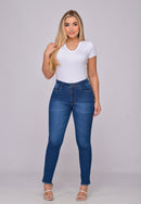 Calça Jeans em Lycra azul escuro