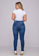 Calça Jeans em Lycra azul escuro