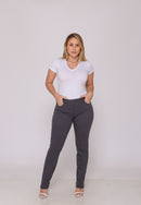 Calça Skinny em Sarja Elastano Grafite