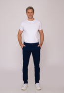 Calça Slim em Sarja Elastano Azul Marinho