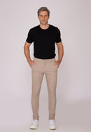 Calça Slim em Sarja Elastano Bege
