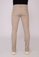 Calça Slim em Sarja Elastano Bege