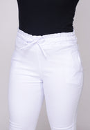 Calça Sarja Lycra com Elástico no Cós Branca