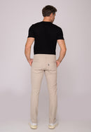 Calça Slim em Sarja Elastano Bege Claro