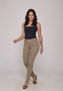 Calça Sarja Lycra Bege Escuro