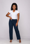 Calça Casual em Sarja Azul Marinho